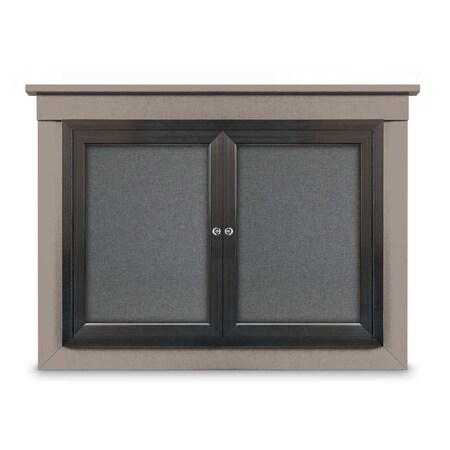 United Visual Products 24"x36" 1-Door Enclosed Letterboard, Blue Vinyl/Walnut UV2621O-WALNUT-BARBLU